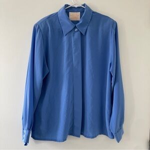 Vintage Country Sophisticates by Pendleton Blue Long Sleeve Button Blouse